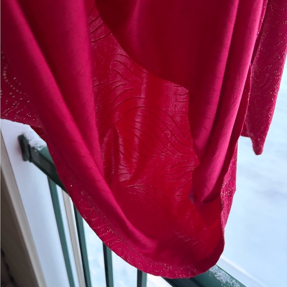 🆕🌹JM Collection Red Jacquard Knit Sparkle Top Glam Blouse Size XL Petite Large - Picture 10 of 16